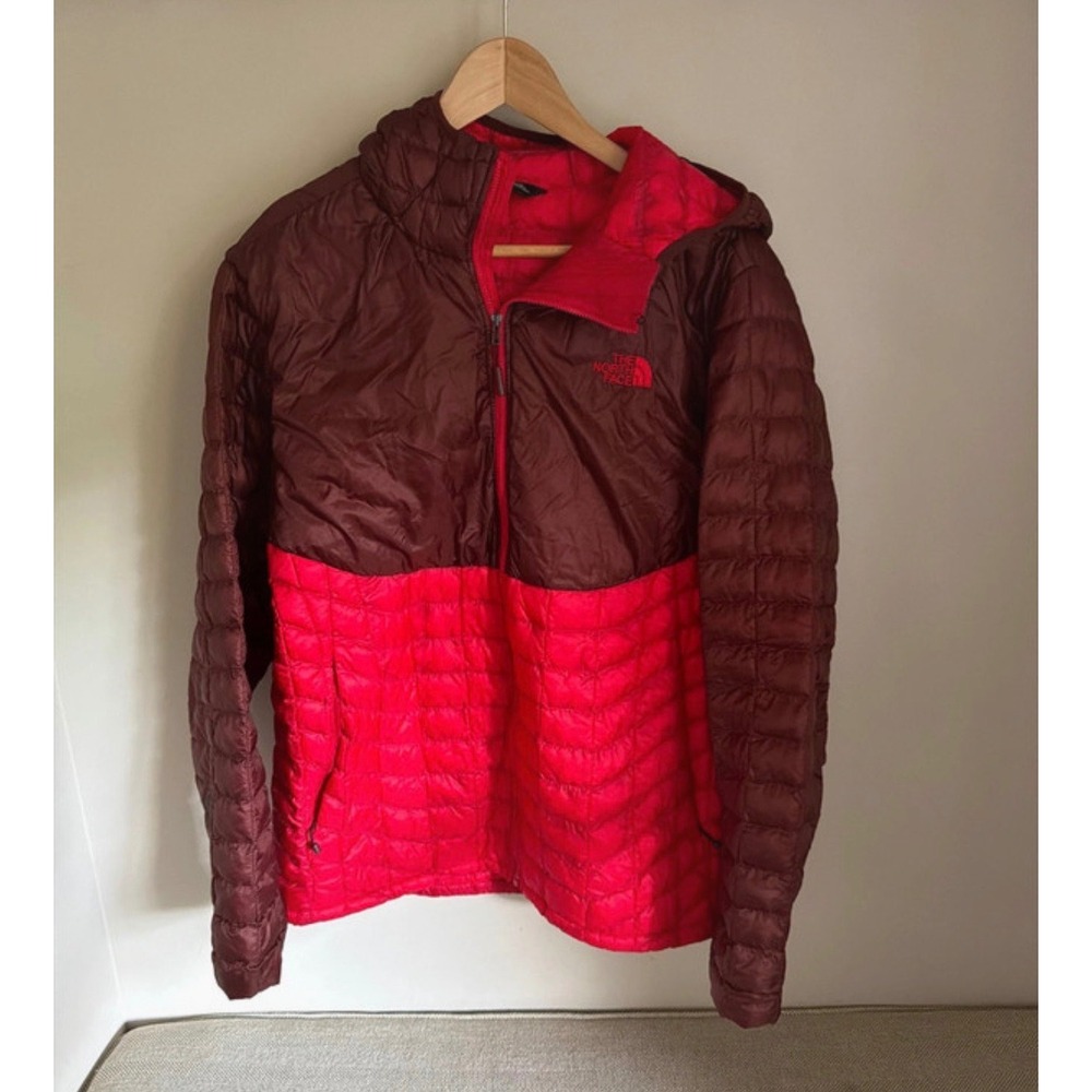 The North Face Thermoball Eco Hoodie Jacket Mens XL Red Burgundy Puffer Quilted